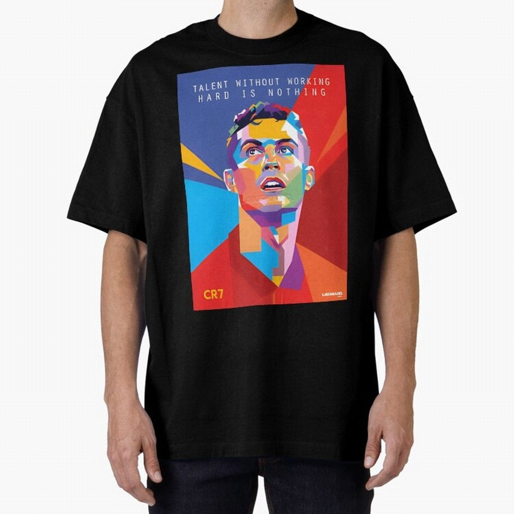 Cristiano Ronaldo Oversized T-Shirt Show Match Day Excitement for FIFA World Cup 2026 USA Canada Mexico Featuring Messi, CR7 and Mbappe, Portugal Energy, Soccer Culture, Superstar Moments, National Team Dreams and Competitive Fire; Great for Watch