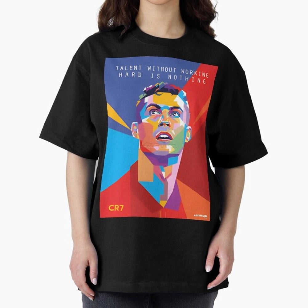 Cristiano Ronaldo Oversized T-Shirt Show Match Day Excitement for FIFA World Cup 2026 USA Canada Mexico Featuring Messi, CR7 and Mbappe, Portugal Energy, Soccer Culture, Superstar Moments, National Team Dreams and Competitive Fire; Great for Watch