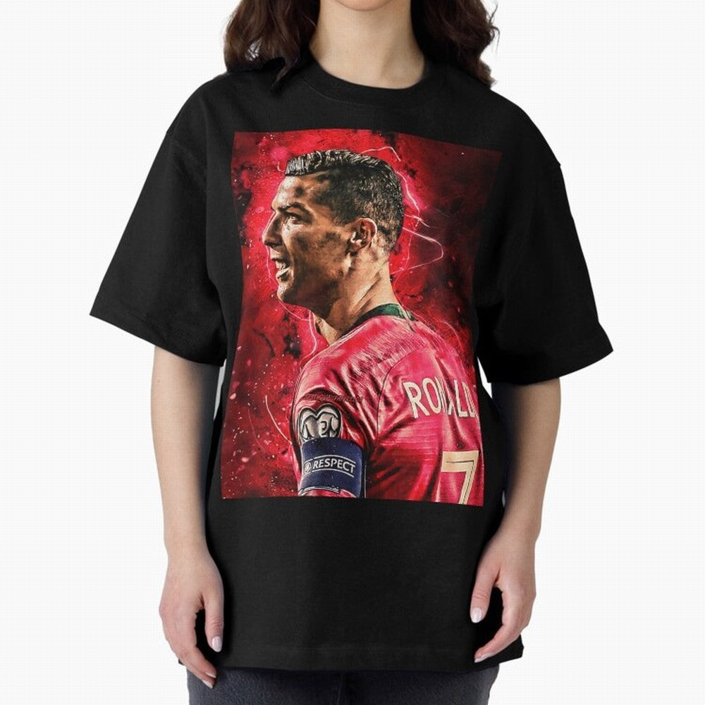 R-o-n-a-l-d-o Design Wallpaper Oversized T-Shirt Wear the Spirit of FIFA World Cup 2026 Driven by Messi and Cristiano Ronaldo, England, France and Netherlands Energy, Football History, Final Match Energy, Crowd Noise and Once in a Lifetime Moments;