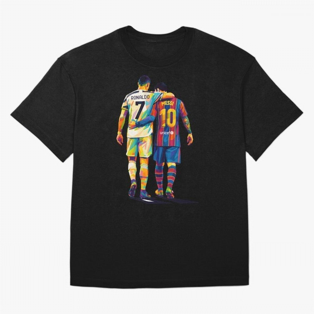 Cristiano Ronaldo and Messi Wpap Art Oversized T-Shirt Relive the Noise and Pride of the FIFA World Cup 2026 Group Stage Journey through Mbappe Highlights, Netherlands Pride, Global Supporter Spirit, Legendary Goals, National Colors and Tournament
