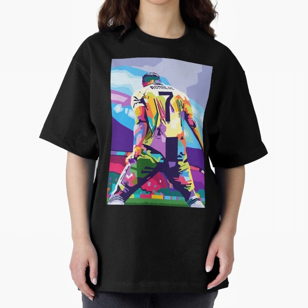Cristiano Ronaldo Celebration Wpap Pop Art Oversized T-Shirt Support the Legends of the FIFA World Cup 2026 Group Stage Journey through CR7 Highlights, England, France and Netherlands Pride, Championship Spirit, Famous Goals, Roaring Crowds and
