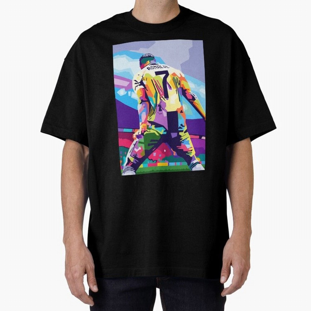 Cristiano Ronaldo Celebration Wpap Pop Art Oversized T-Shirt Support the Legends of the FIFA World Cup 2026 Group Stage Journey through CR7 Highlights, England, France and Netherlands Pride, Championship Spirit, Famous Goals, Roaring Crowds and