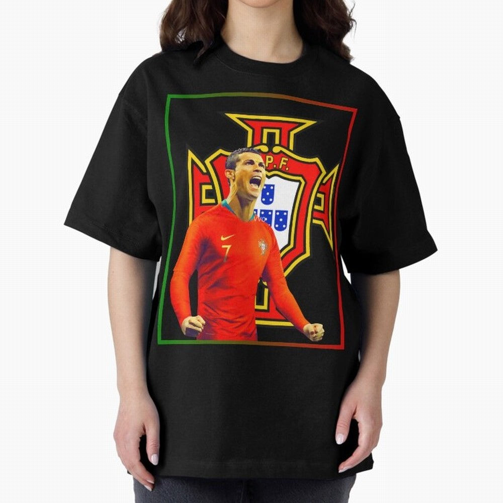 cristiano ronaldo Oversized T-Shirt Honor Football Greatness during Global Football Passion for FIFA World Cup 2026 USA Canada Mexico, Filled with Messi, Neymar and Mbappe, England, France and Netherlands, Championship Spirit, Famous Goals, Roaring