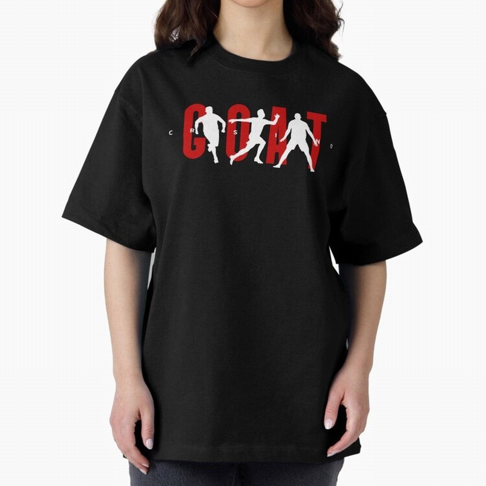 Cristiano Ronaldo Goat Oversized T-Shirt Follow Every Goal of Match Day Hype around FIFA World Cup 2026 USA Canada Mexico, Mbappe, Portugal, Match Day Excitement, Supporter Culture, Golden Goals and Global Football Passion; Perfect for People Who