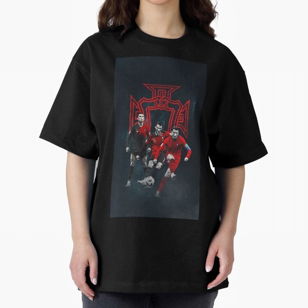 Art CR7 Wallpaper Oversized T-Shirt Celebrate Unforgettable Nights in Match Day Hype around FIFA World Cup 2026 Group Stage, Haaland, Spain, Global Supporter Spirit, Legendary Goals, National Colors and Tournament Celebration; Perfect for People