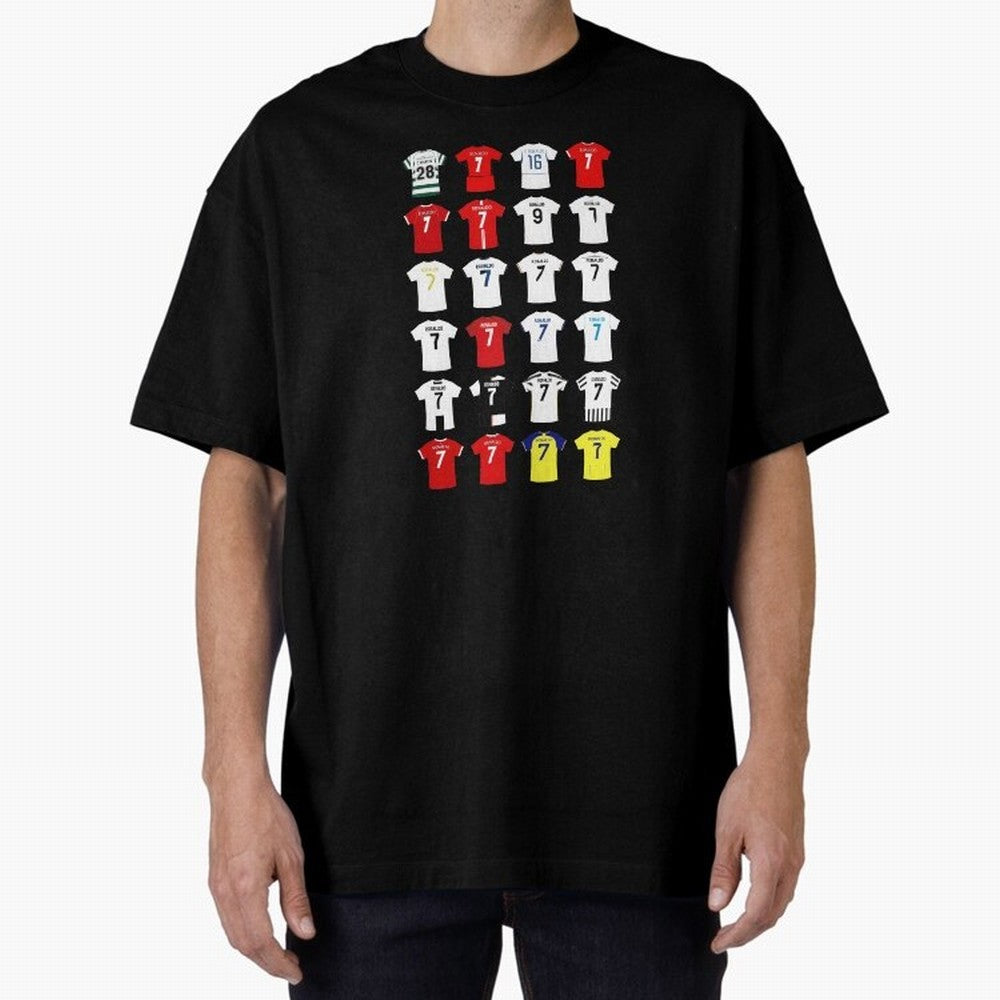 Cristiano Ronaldo Football Shirt Oversized T-Shirt Feel the Trophy Chase of FIFA World Cup 2026 USA Canada Mexico for Fans of Messi and Brazil, Portugal and Argentina, Bringing Vintage Soccer Flavor, Modern Football Stars, National Flags and Final