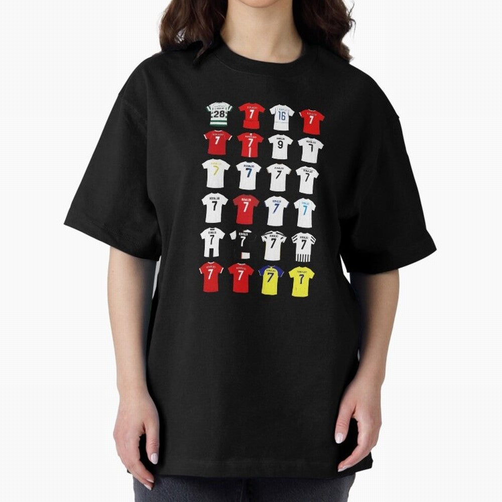Cristiano Ronaldo Football Shirt Oversized T-Shirt Feel the Trophy Chase of FIFA World Cup 2026 USA Canada Mexico for Fans of Messi and Brazil, Portugal and Argentina, Bringing Vintage Soccer Flavor, Modern Football Stars, National Flags and Final