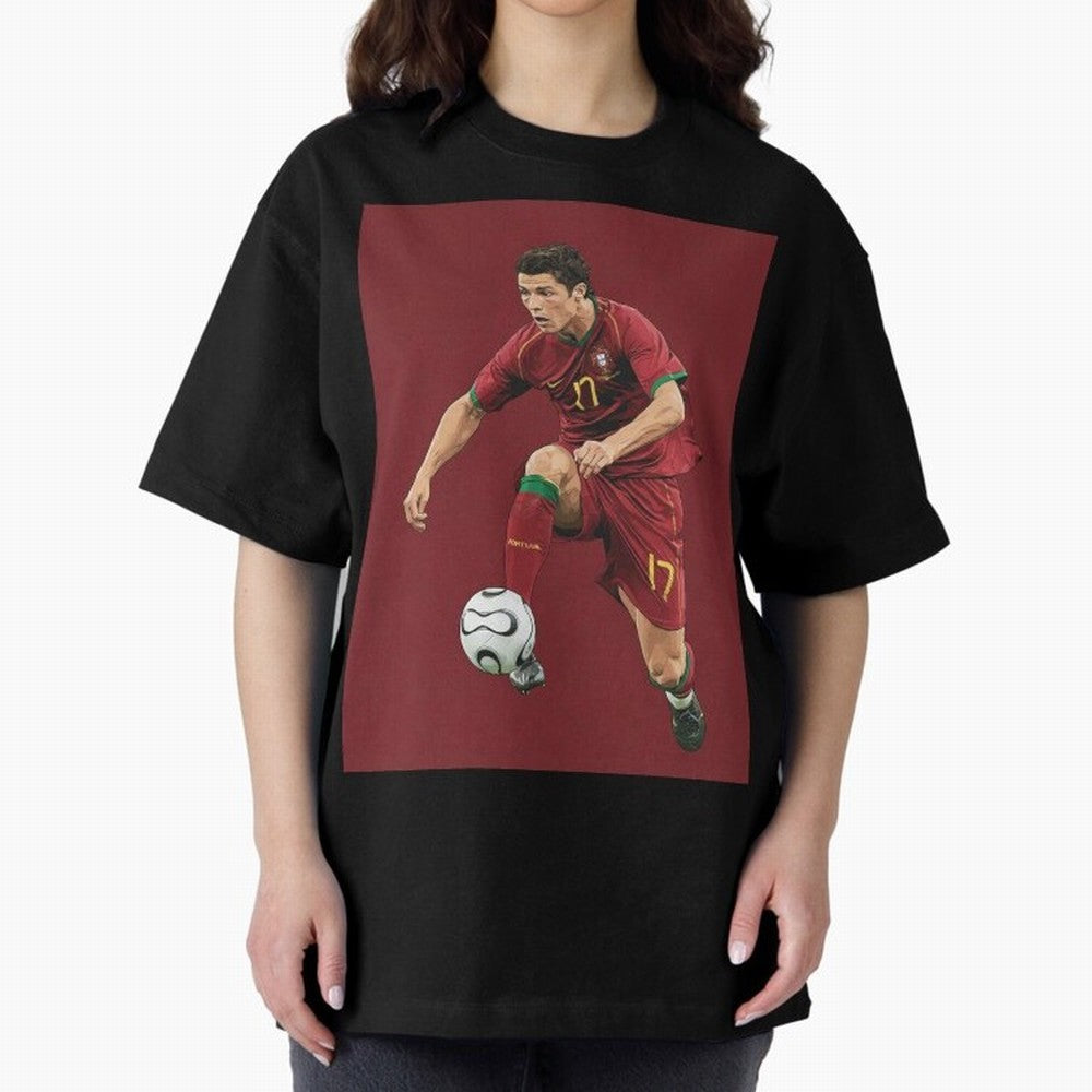 Ronaldo Oversized T-Shirt Spotlight FIFA World Cup 2026 Spirit, Filled with England and Germany, CR7, Retro Football Energy, Iconic Rivalries, Trophy Chase Drama and Stadium Atmosphere; Perfect for Supporters Who Want Bold Football Energy, Global