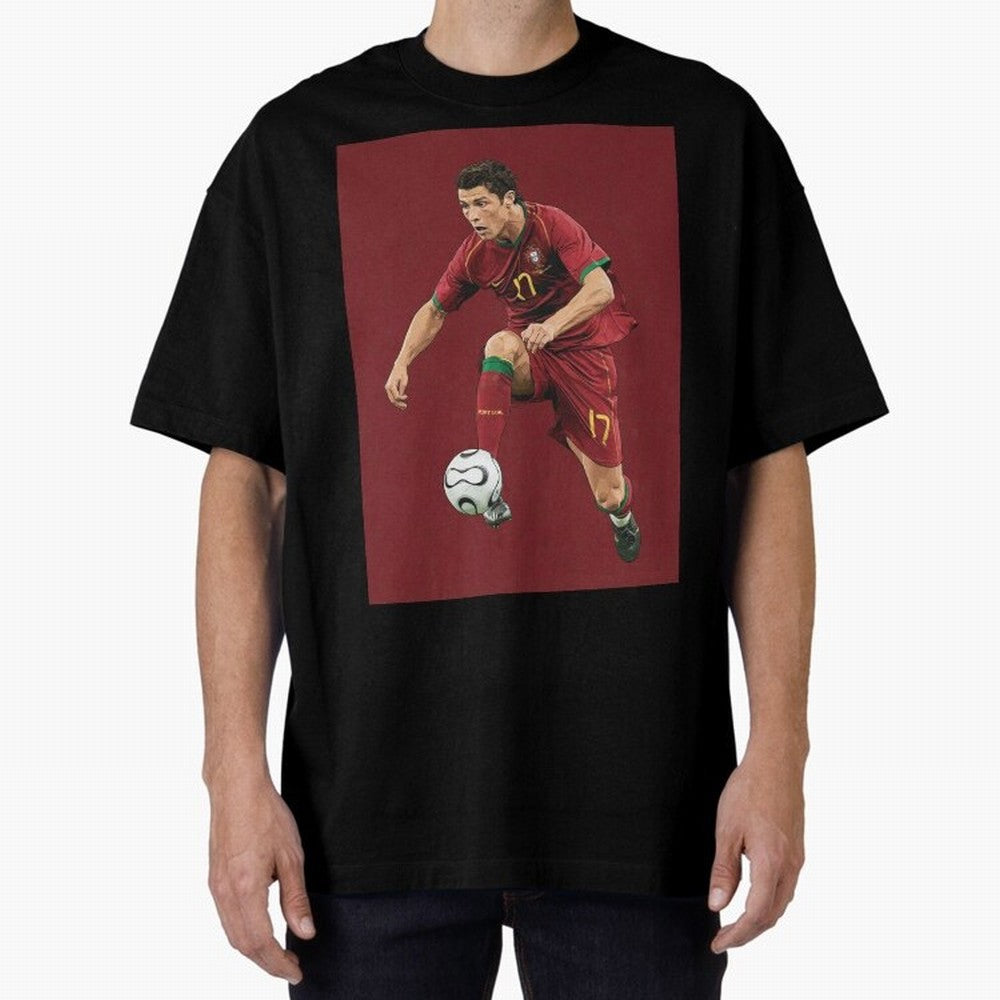Ronaldo Oversized T-Shirt Spotlight FIFA World Cup 2026 Spirit, Filled with England and Germany, CR7, Retro Football Energy, Iconic Rivalries, Trophy Chase Drama and Stadium Atmosphere; Perfect for Supporters Who Want Bold Football Energy, Global