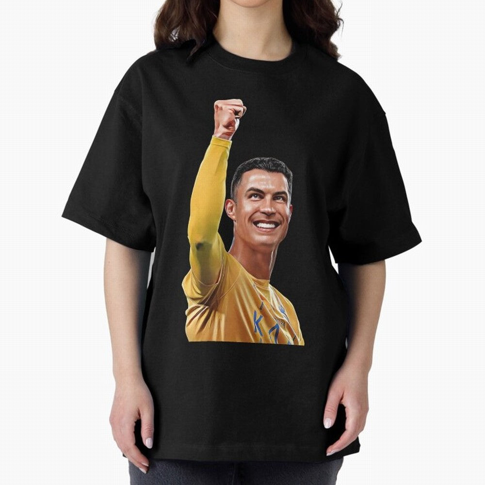 Cristiano Ronaldo - CR 7 Celebration Oversized T-Shirt Represent Global Football Passion for FIFA World Cup 2026, Capturing Messi and Cristiano Ronaldo, Netherlands, Worldwide Fan Energy, Dramatic Goals, Stadium Lights and Championship