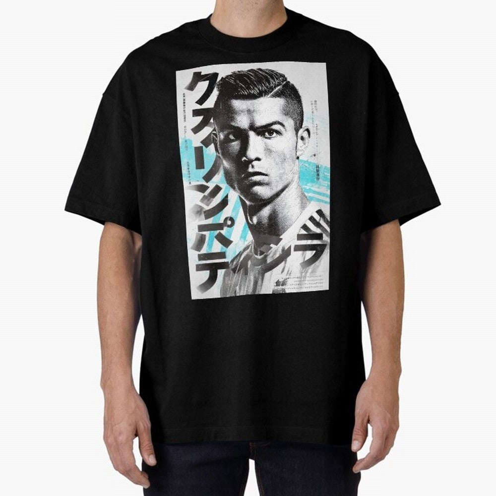 Cristiano Japanese Poster Oversized T-Shirt Bring Stadium Energy to Global Football Passion for FIFA World Cup 2026 USA Canada Mexico, Highlighting Messi, Neymar and Mbappe, Spain and Netherlands, Match Day Excitement, Supporter Culture, Golden