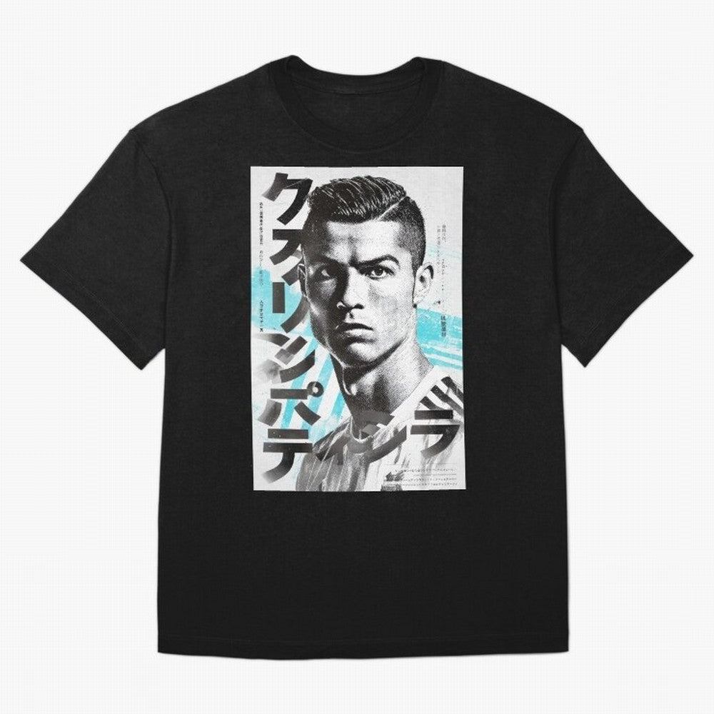 Cristiano Japanese Poster Oversized T-Shirt Bring Stadium Energy to Global Football Passion for FIFA World Cup 2026 USA Canada Mexico, Highlighting Messi, Neymar and Mbappe, Spain and Netherlands, Match Day Excitement, Supporter Culture, Golden