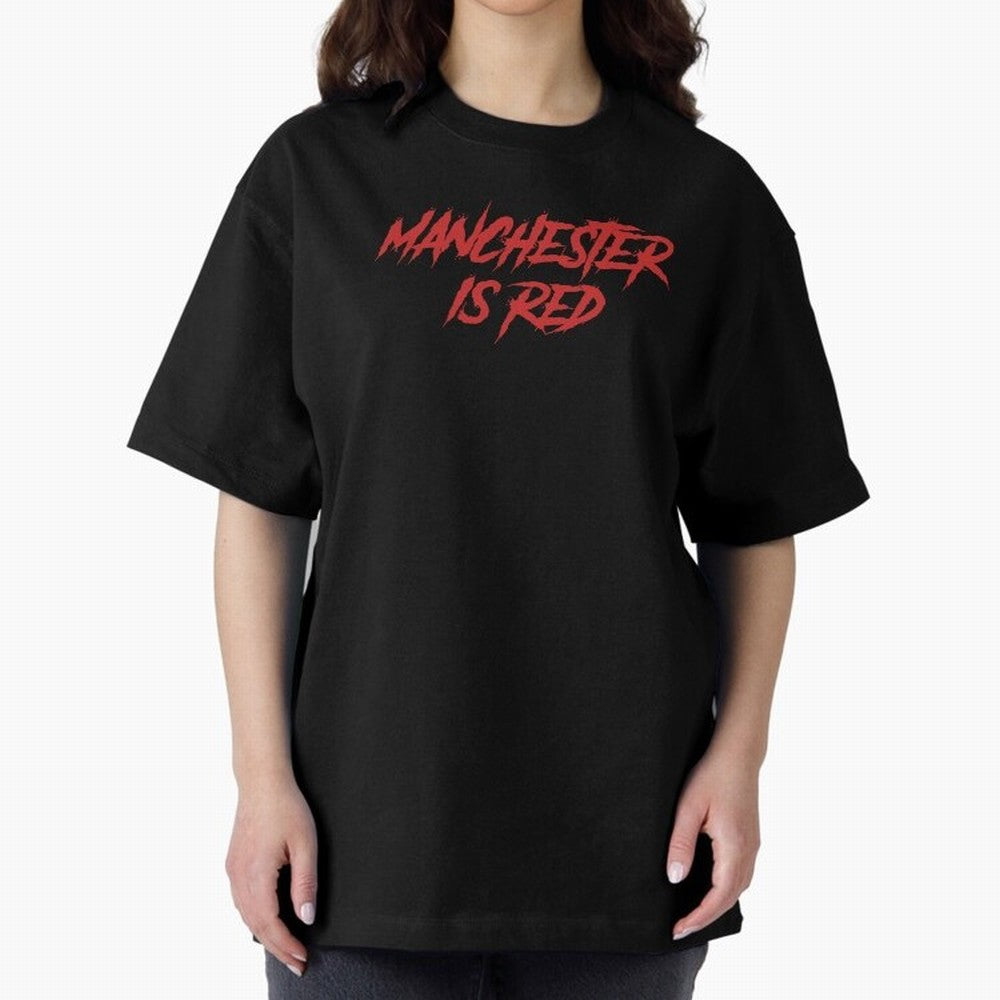 Manchester Is Red Oversized T-Shirt Celebrate Golden Goal Energy in Match Day Hype around FIFA World Cup 2026, Haaland, Brazil, Portugal and Argentina, Goal Celebration Energy, Supporter Heritage, Football Icons and Worldwide Tournament Joy; Ideal