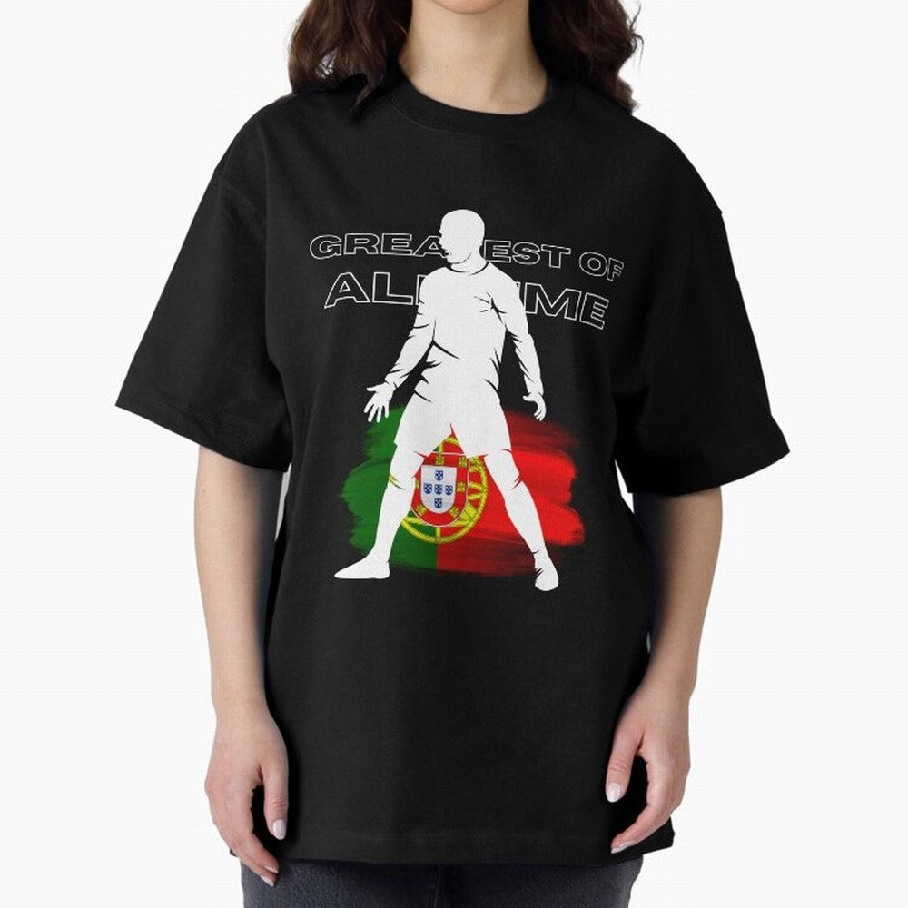 Cristiano Ronaldo Portugal Greatest Of All Time Oversized T-Shirt Fuel Your Fan Pride for FIFA World Cup 2026 Group Stage Spirit, with France, Messi, Football History, Final Match Energy, Crowd Noise and Once in a Lifetime Moments; Created for