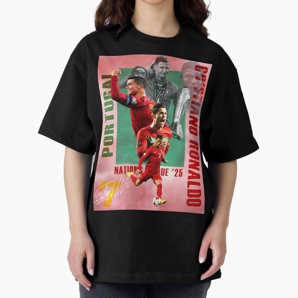 Cristiano Ronaldo Portugal Football Legend Oversized T-Shirt Show Your Tournament Heart for Global Football Passion for FIFA World Cup 2026 Group Stage, Driven by Haaland, France, Goal Celebration Energy, Supporter Heritage, Football Icons and
