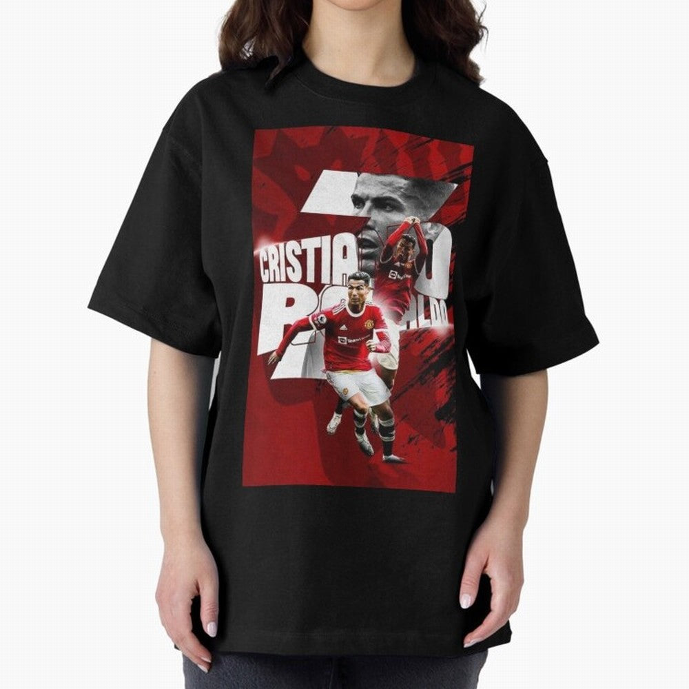 Cristiano Ronaldo Illustration Oversized T-Shirt Back the Journey through FIFA World Cup 2026 Spirit, Centered on Brazil, Portugal and Argentina, Messi, Championship Spirit, Famous Goals, Roaring Crowds and International Football Unity; Built for
