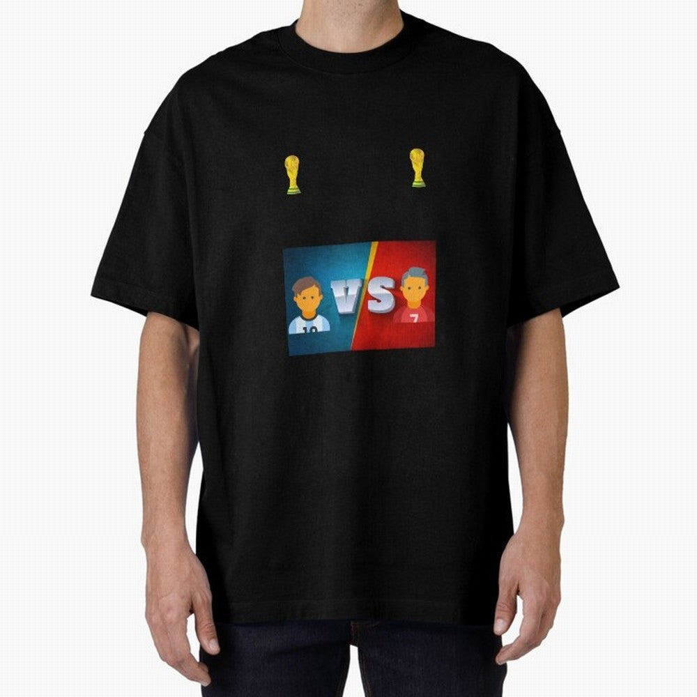 THE RONALDO VS MESSI Oversized T-Shirt Represent Football Lovers during FIFA World Cup 2026 USA Canada Mexico for Fans of Cristiano Ronaldo, Haaland and CR7 and England and Germany, Bringing Sports Nostalgia, International Competition, Famous