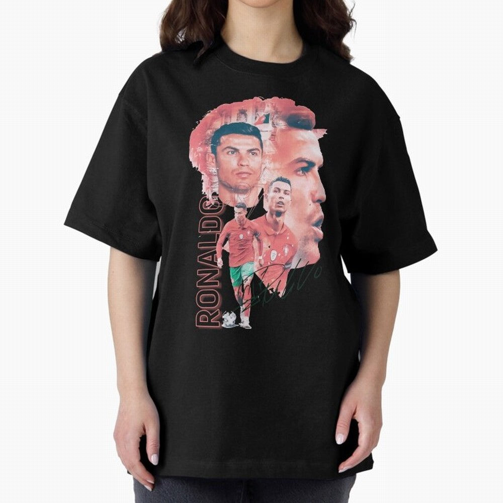 Cristiano Ronaldo Design Oversized T-Shirt Bring a Vintage Feel to FIFA World Cup 2026 USA Canada Mexico with Mbappe and Neymar, Germany Energy, Classic Soccer Heritage, Championship Pressure, Fan Loyalty and International Pride; Perfect for Fans,