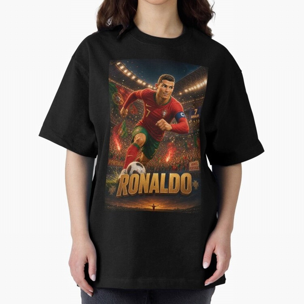 Ronaldo Oversized T-Shirt Build FIFA World Cup 2026 Group Stage for Fans of Cristiano Ronaldo and England and Germany, Bringing Vintage Soccer Flavor, Modern Football Stars, National Flags and Final Night Emotion; Built for Supporters Chasing
