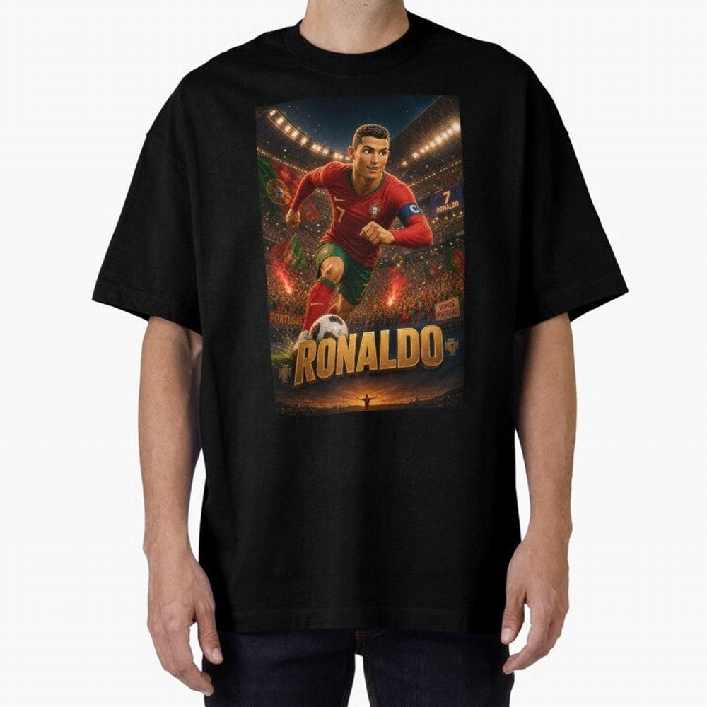 Ronaldo Oversized T-Shirt Build FIFA World Cup 2026 Group Stage for Fans of Cristiano Ronaldo and England and Germany, Bringing Vintage Soccer Flavor, Modern Football Stars, National Flags and Final Night Emotion; Built for Supporters Chasing