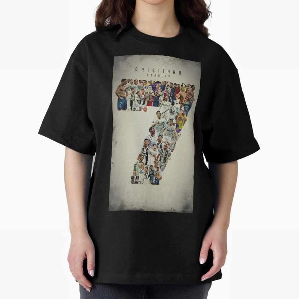 Cristiano Ronaldo Oversized T-Shirt Share the FIFA World Cup 2026 Journey through Mbappe Highlights, Portugal Pride, Tournament Hype, Historic Matchups, Family Viewing Parties and Global Sports Pride; Ideal for Fans Who Follow Messi, Cristiano