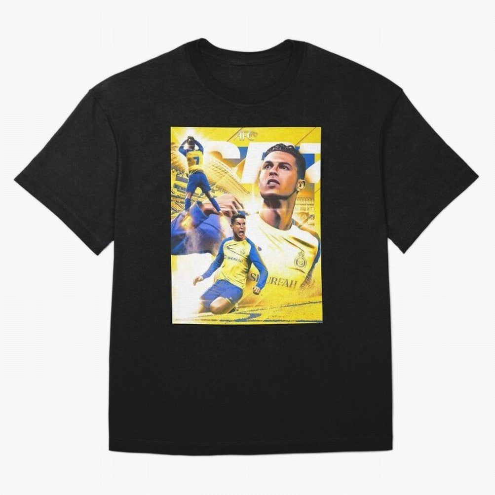 Cristiano Ronaldo Al-Nassr Football Club Oversized T-Shirt Carry the Dream of Global Football Passion for FIFA World Cup 2026 Group Stage, Filled with CR7, Spain, Global Supporter Spirit, Legendary Goals, National Colors and Tournament Celebration;