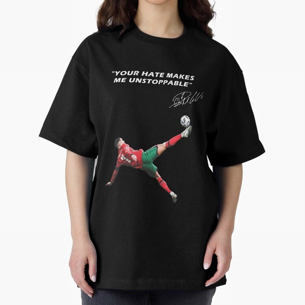 Cristiano Ronaldo Footballer Oversized T-Shirt Celebrate National Team Dreams in Global Football Passion for FIFA World Cup 2026 Group Stage, Celebrating Neymar, England, France and Netherlands, Soccer Culture, Superstar Moments, National Team