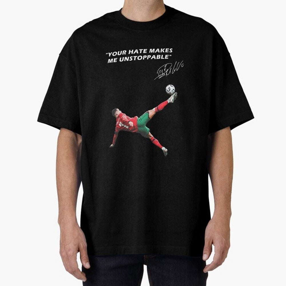 Cristiano Ronaldo Footballer Oversized T-Shirt Celebrate National Team Dreams in Global Football Passion for FIFA World Cup 2026 Group Stage, Celebrating Neymar, England, France and Netherlands, Soccer Culture, Superstar Moments, National Team