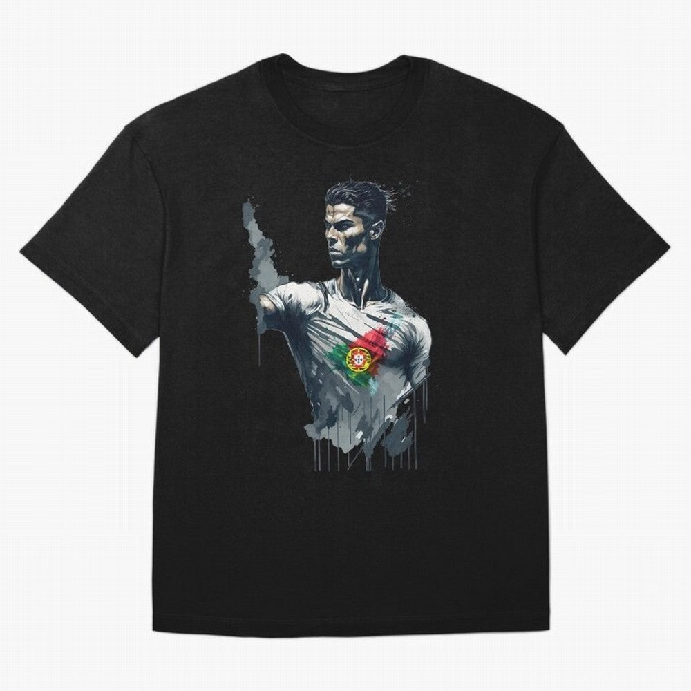 Cristiano Ronaldo splash art Oversized T-Shirt Celebrate Unforgettable Nights in FIFA World Cup 2026 USA Canada Mexico Spirit, Connected to Spain, Neymar, Worldwide Fan Energy, Dramatic Goals, Stadium Lights and Championship Celebrations; Perfect