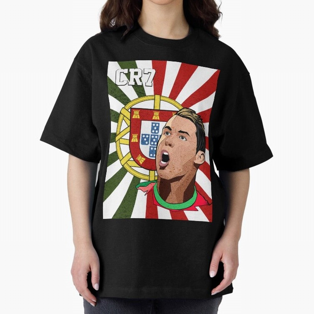 Cristiano Ronaldo 7 Oversized T-Shirt Carry the Dream of the FIFA World Cup 2026 USA Canada Mexico Journey through Cristiano Ronaldo Highlights, Spain Pride, Stadium Chants, National Pride, Trophy Dreams and Unforgettable Football Memories; Created