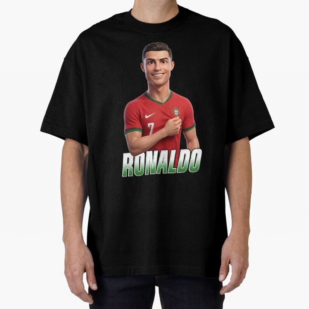 Ronaldo Oversized T-Shirt Show Your Tournament Heart for FIFA World Cup 2026 USA Canada Mexico for Fans of CR7 and Messi and France and Portugal, Bringing Stadium Chants, National Pride, Trophy Dreams and Unforgettable Football Memories; Ideal for