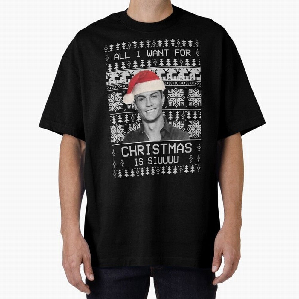 cristiano ronaldo siuuu funny christmas sweater Oversized T-Shirt Celebrate Unforgettable Nights in FIFA World Cup 2026 for Fans of CR7 and Brazil, Portugal and Argentina, Bringing Game Day Rituals, Football Legends, Country Pride and the Road to
