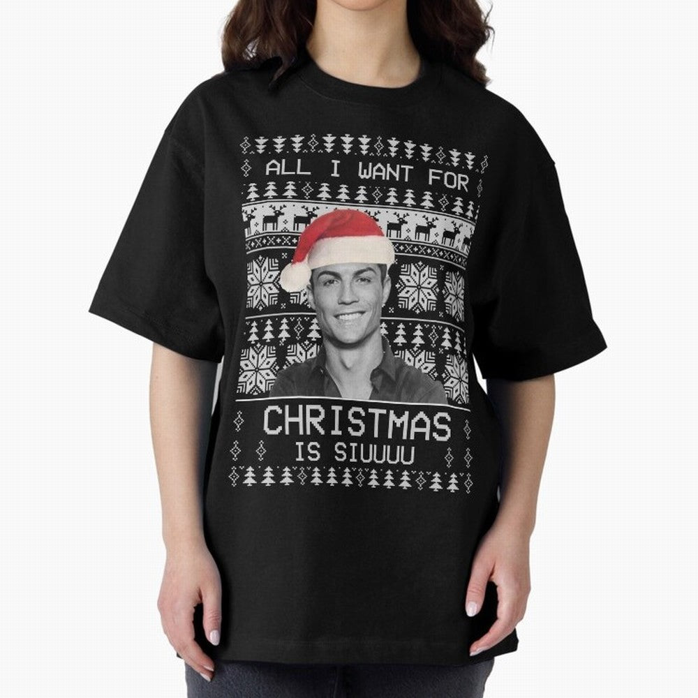 cristiano ronaldo siuuu funny christmas sweater Oversized T-Shirt Celebrate Unforgettable Nights in FIFA World Cup 2026 for Fans of CR7 and Brazil, Portugal and Argentina, Bringing Game Day Rituals, Football Legends, Country Pride and the Road to