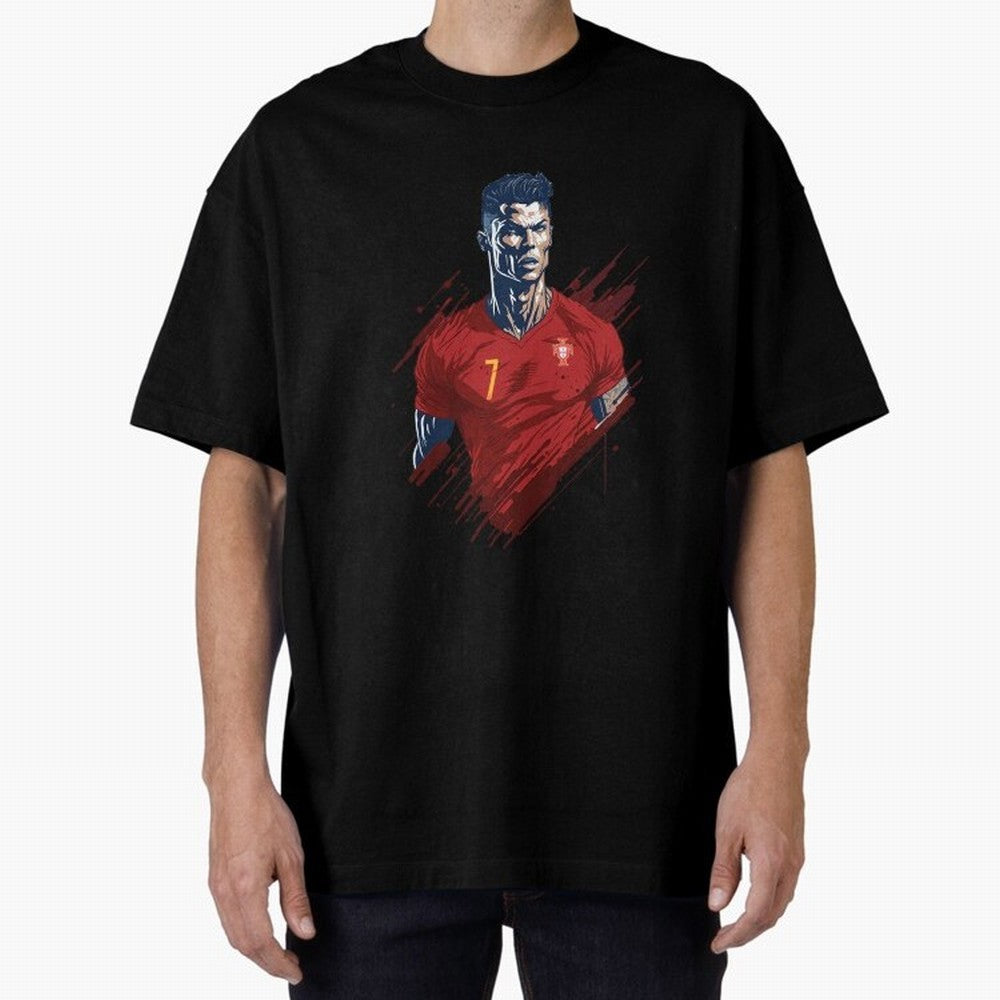 Cristiano Ronaldo splash art Oversized T-Shirt Celebrate Football Heritage in FIFA World Cup 2026 USA Canada Mexico for Fans of Messi, Neymar and Mbappe and Argentina, Bringing Soccer Culture, Superstar Moments, National Team Dreams and Competitive