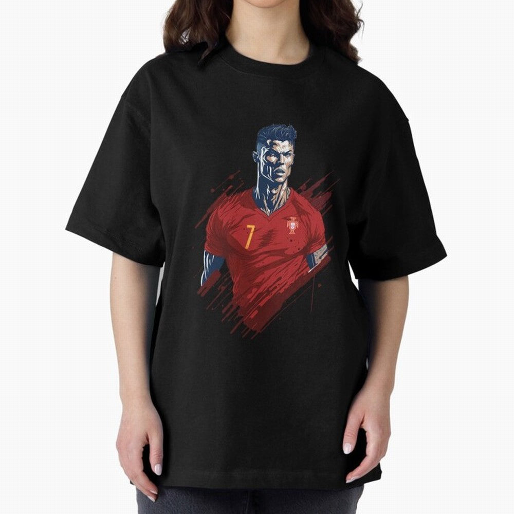 Cristiano Ronaldo splash art Oversized T-Shirt Celebrate Football Heritage in FIFA World Cup 2026 USA Canada Mexico for Fans of Messi, Neymar and Mbappe and Argentina, Bringing Soccer Culture, Superstar Moments, National Team Dreams and Competitive