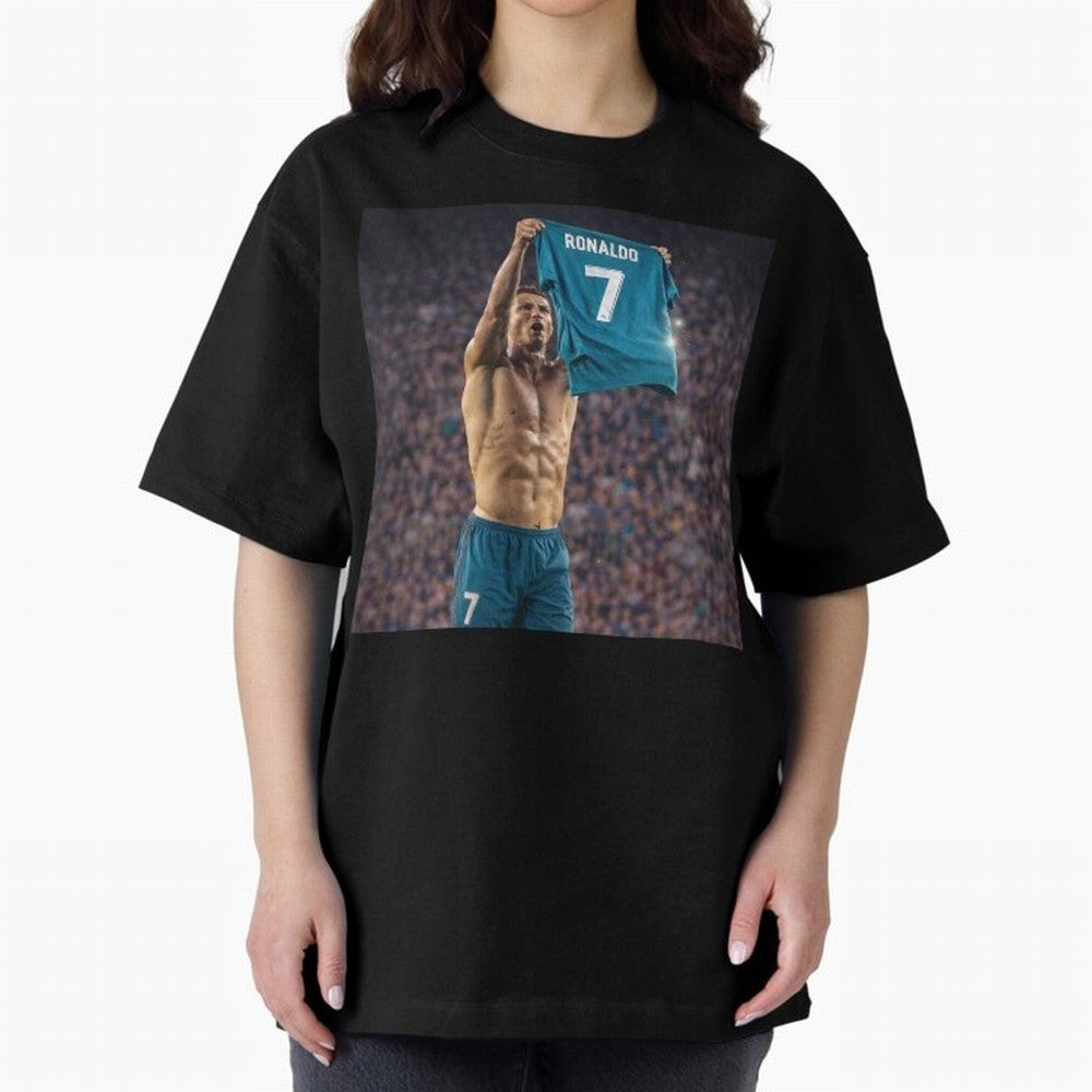 Ronaldo Holding Number Seven Shirt Oversized T-Shirt Get Ready for FIFA World Cup 2026 for Fans of CR7 and Messi and Argentina and Brazil, Bringing Football History, Final Match Energy, Crowd Noise and Once in a Lifetime Moments; Created for Match