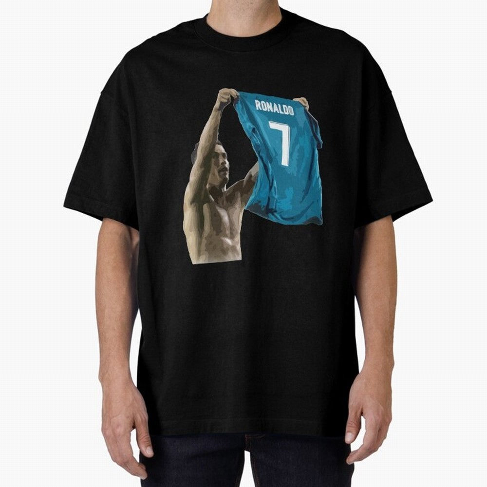 Cristiano Ronaldo celebration goal against Barcelona Oversized T-Shirt Embrace the FIFA World Cup 2026 USA Canada Mexico Journey through Haaland and Mbappe Highlights, England and Germany Pride, Fan Favorite Moments, National Team Passion, Big