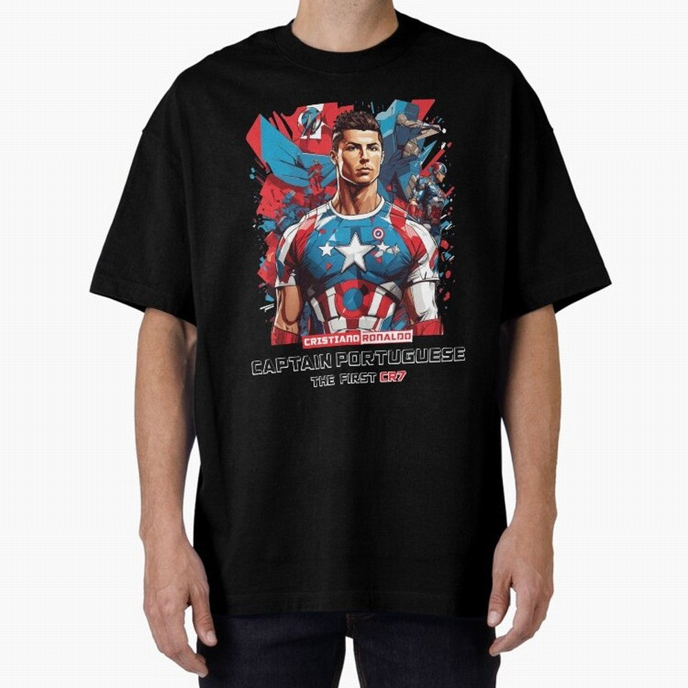 Cristiano Ronaldo Captain Portuguese Oversized T-Shirt Treasure FIFA World Cup 2026 USA Canada Mexico Spirit, Featuring France and Portugal, CR7, Stadium Chants, National Pride, Trophy Dreams and Unforgettable Football Memories; Perfect for Fans,