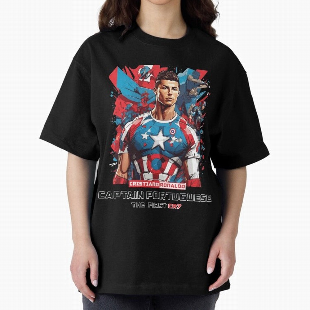 Cristiano Ronaldo Captain Portuguese Oversized T-Shirt Treasure FIFA World Cup 2026 USA Canada Mexico Spirit, Featuring France and Portugal, CR7, Stadium Chants, National Pride, Trophy Dreams and Unforgettable Football Memories; Perfect for Fans,