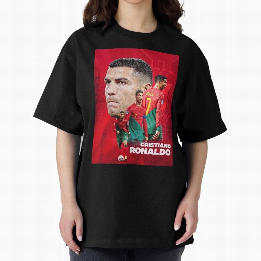 CRISTIANO RONALDO WORLD CUP 2022 Oversized T-Shirt Celebrate the Road through FIFA World Cup 2026 Filled with Messi, France and Portugal Energy, Football Festival Excitement, Trophy Ambitions, Country Rivalries and Star Player Buzz; Ideal for
