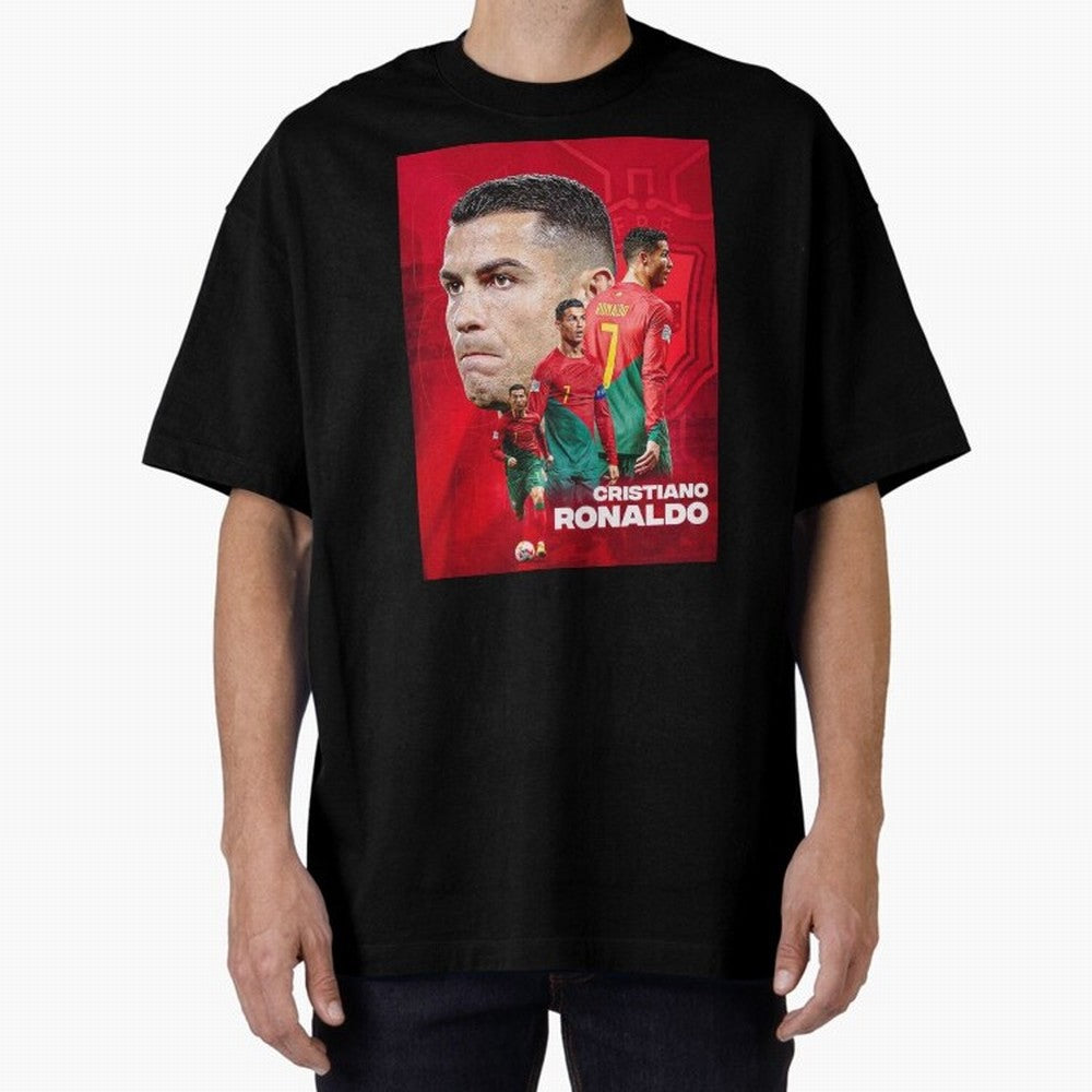 CRISTIANO RONALDO WORLD CUP 2022 Oversized T-Shirt Celebrate the Road through FIFA World Cup 2026 Filled with Messi, France and Portugal Energy, Football Festival Excitement, Trophy Ambitions, Country Rivalries and Star Player Buzz; Ideal for