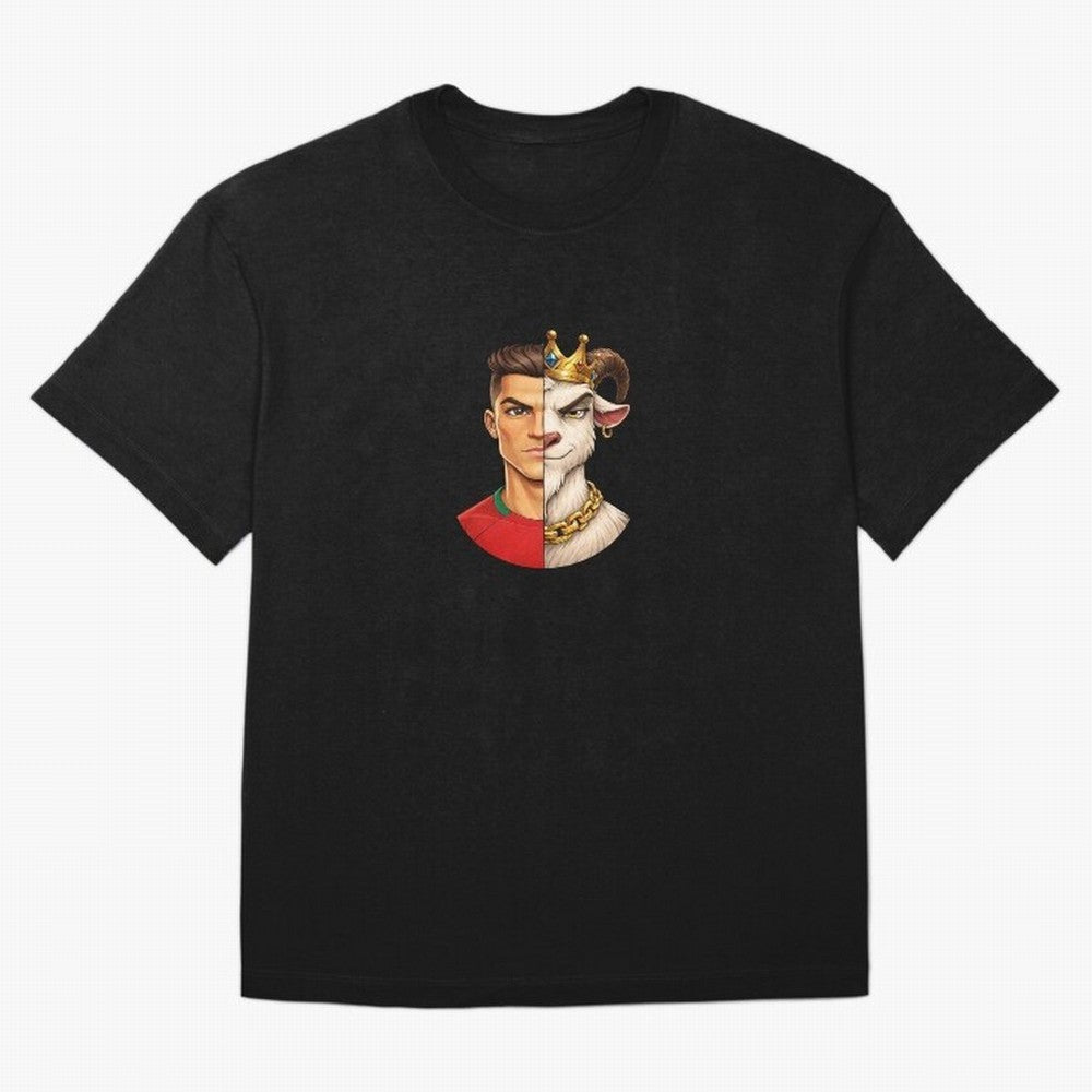 Half Man Half Goat - Cristiano Ronaldo Oversized T-Shirt Experience the FIFA World Cup 2026 Group Stage Journey through Messi, Neymar and Mbappe Highlights, Netherlands Pride, Global Supporter Spirit, Legendary Goals, National Colors and Tournament