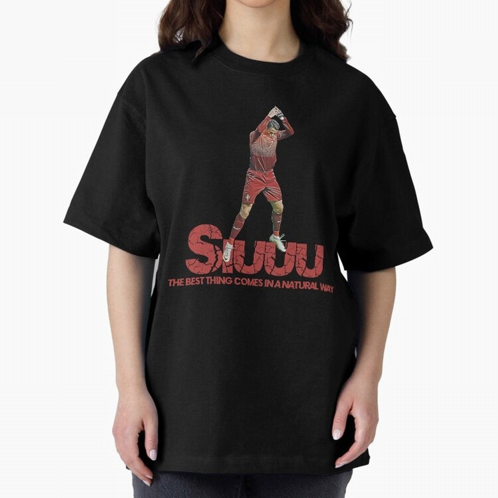 Cr7 Ronaldo Siuuu Oversized T-Shirt Remember Match Day Hype around FIFA World Cup 2026 Group Stage, Mbappe, Brazil, Vintage Soccer Flavor, Modern Football Stars, National Flags and Final Night Emotion; Ideal for Football Dads, Football Moms,