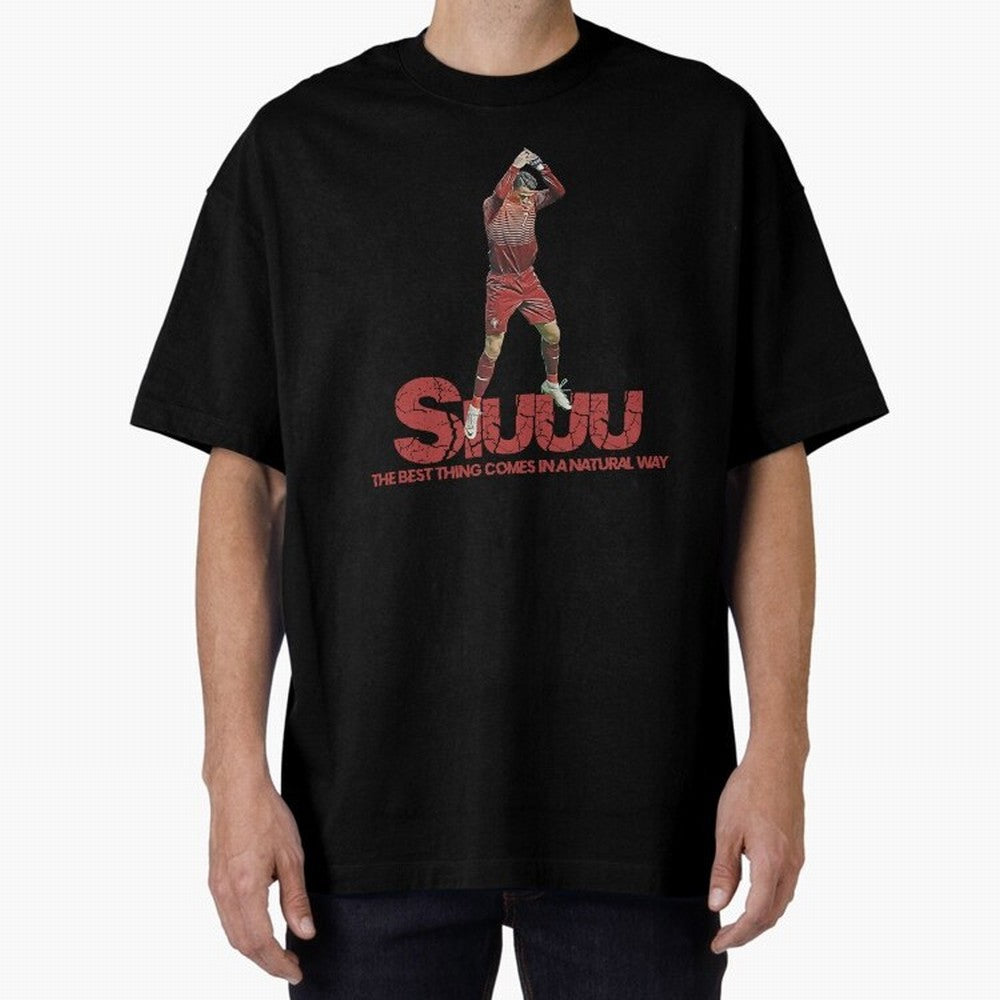 Cr7 Ronaldo Siuuu Oversized T-Shirt Remember Match Day Hype around FIFA World Cup 2026 Group Stage, Mbappe, Brazil, Vintage Soccer Flavor, Modern Football Stars, National Flags and Final Night Emotion; Ideal for Football Dads, Football Moms,