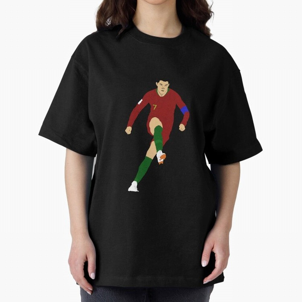Cristian Ronaldo Design - Portugal - Real Madrid - Illustration - Cartoon - T-Shirt - Shirt - Sticker - Phone Case - CR7 Oversized T-Shirt Honor FIFA World Cup 2026 for Fans of Mbappe and France, Bringing Stadium Chants, National Pride, Trophy