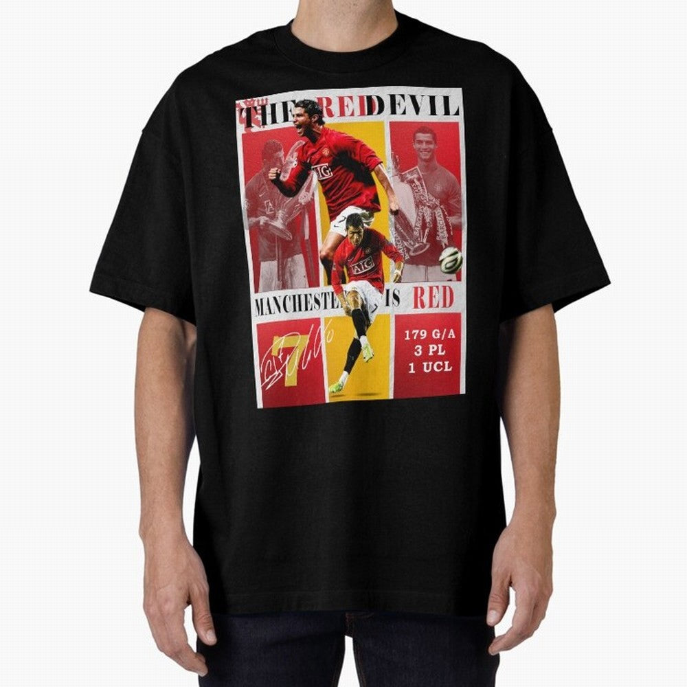 Cristiano Ronaldo 2008 Manchester United Poster Oversized T-Shirt Show Your Stadium Side during FIFA World Cup 2026 USA Canada Mexico Connected to CR7 and Messi, Germany Energy, Retro Football Energy, Iconic Rivalries, Trophy Chase Drama and