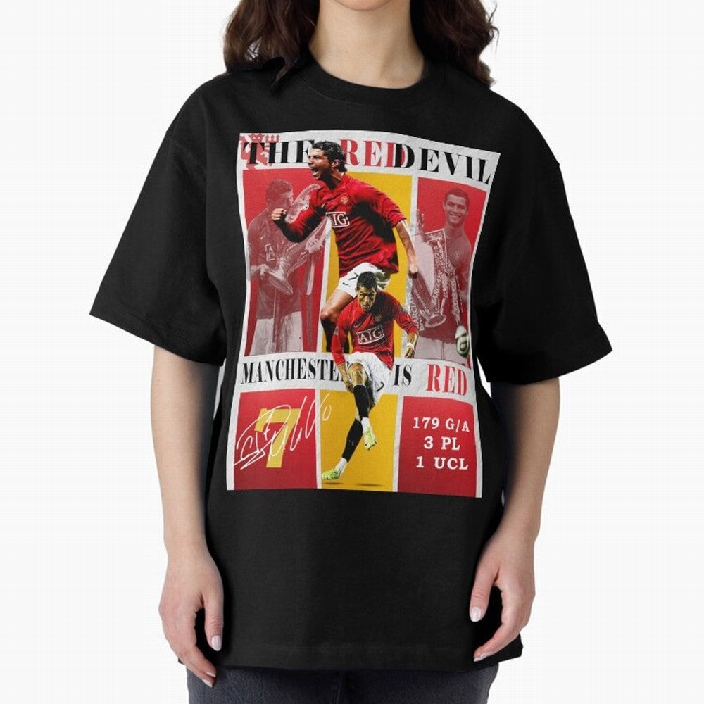 Cristiano Ronaldo 2008 Manchester United Poster Oversized T-Shirt Show Your Stadium Side during FIFA World Cup 2026 USA Canada Mexico Connected to CR7 and Messi, Germany Energy, Retro Football Energy, Iconic Rivalries, Trophy Chase Drama and