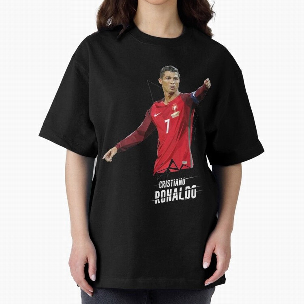 Ronaldo Cristiano Ronaldo Lowpoly Art Oversized T-Shirt Fuel the Hype around Global Football Passion for FIFA World Cup 2026, Made for Messi and Cristiano Ronaldo, England and Germany, Fan Favorite Moments, National Team Passion, Big Match Drama