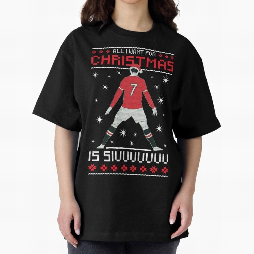 ALL I WANT FOR CHRISTMAS IS SIU Oversized T-Shirt Turn Football Passion into Global Football Passion for FIFA World Cup 2026, Featuring Messi, CR7 and Mbappe, Portugal, Worldwide Fan Energy, Dramatic Goals, Stadium Lights and Championship