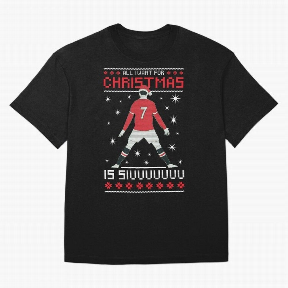 ALL I WANT FOR CHRISTMAS IS SIU Oversized T-Shirt Turn Football Passion into Global Football Passion for FIFA World Cup 2026, Featuring Messi, CR7 and Mbappe, Portugal, Worldwide Fan Energy, Dramatic Goals, Stadium Lights and Championship